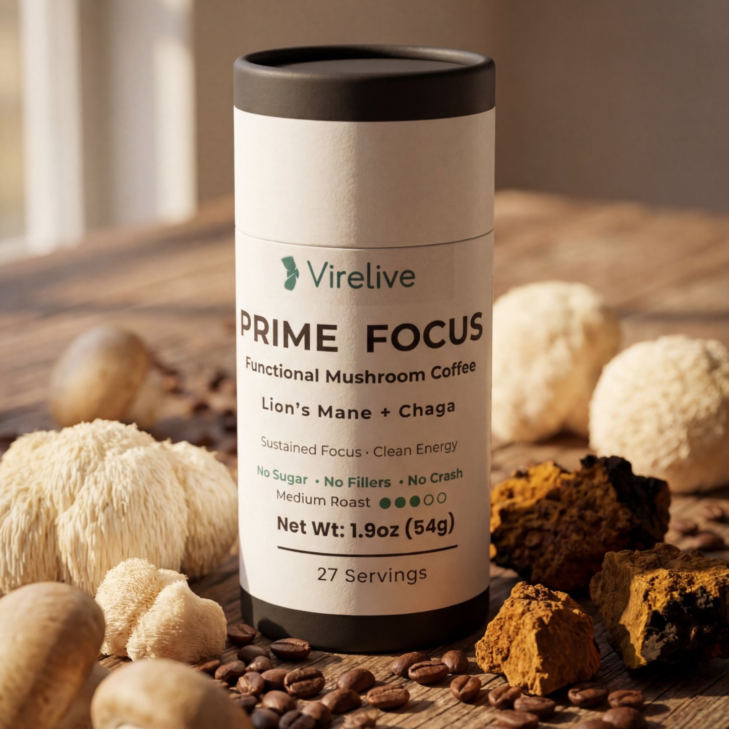 VireLive Prime Focus Mushroom Coffee